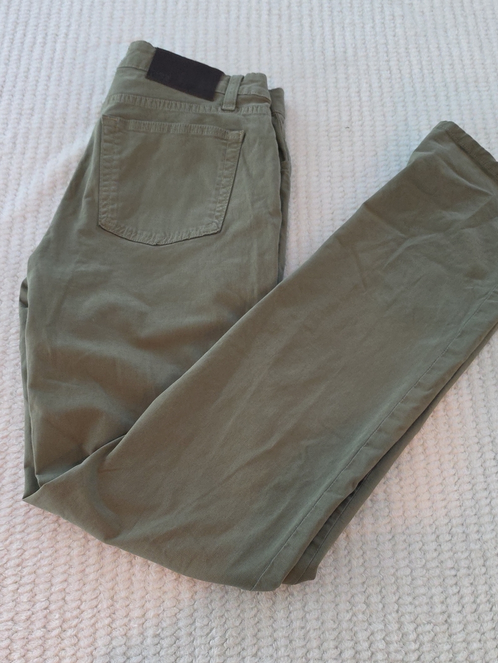 Paige Olive Green Straight-Leg Pants